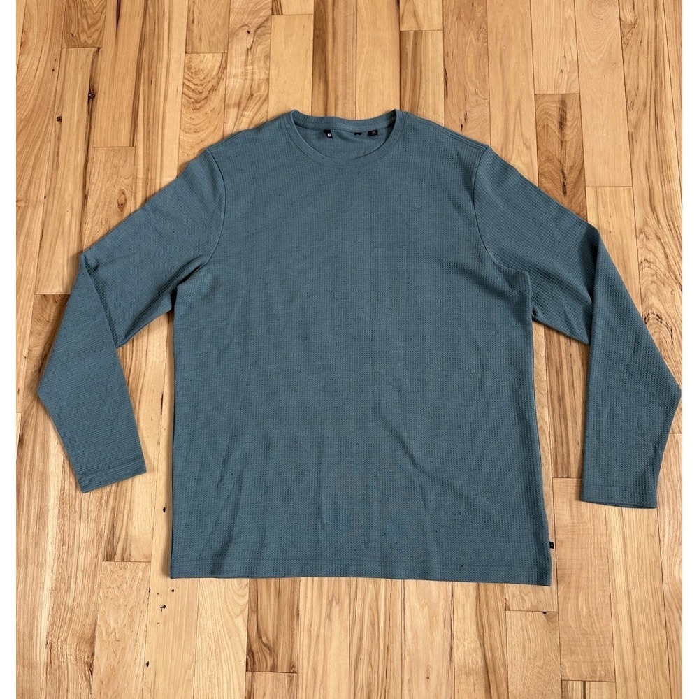 Travis Mathew Cloud Waffle Thermal Shirt Mens 2XL Green Long Sleeve Crew Neck